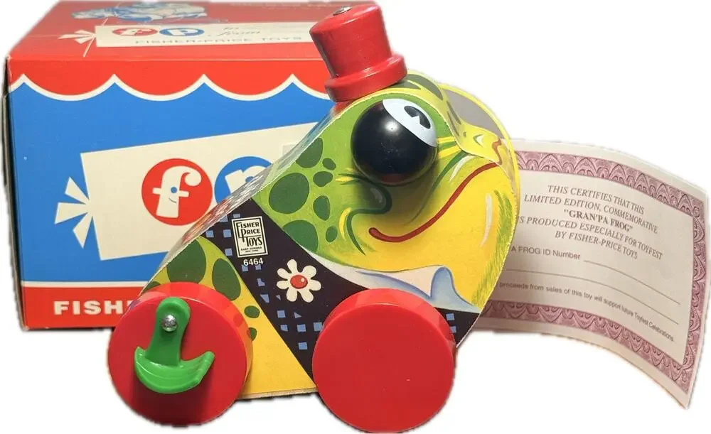 Vtg 1994 Fisher Price Gran’Pa Frog Pull Toy Commemorative Limited Edition in Box